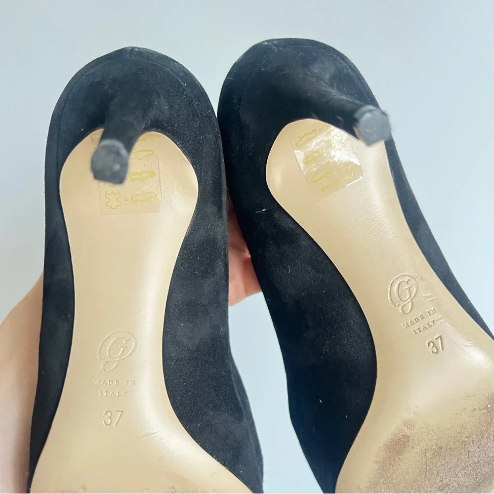 M. Gemi The Esatto 70mm Black Suede Leather Stiletto Heels Size EU 37